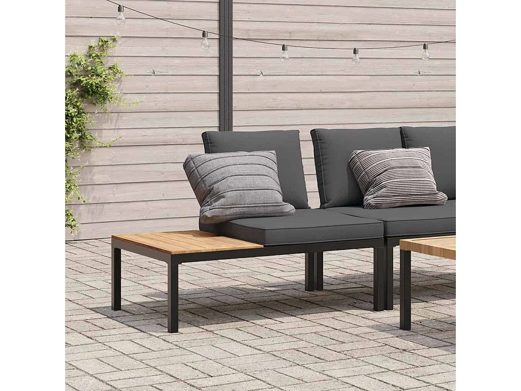 Panca da giardino con cuscini in alluminio nero