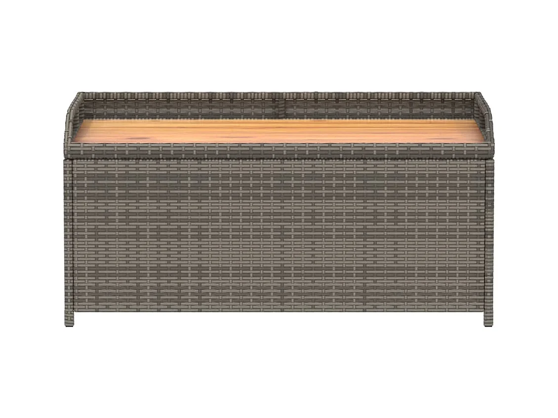 Banco de almacenaje gris en resina trenzada y madera de acacia