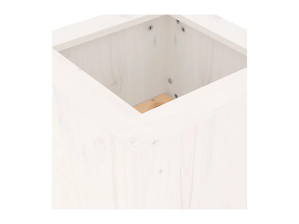 Panca con fioriere bianche 184,5x39,5x56,5 cm in legno massello di pino