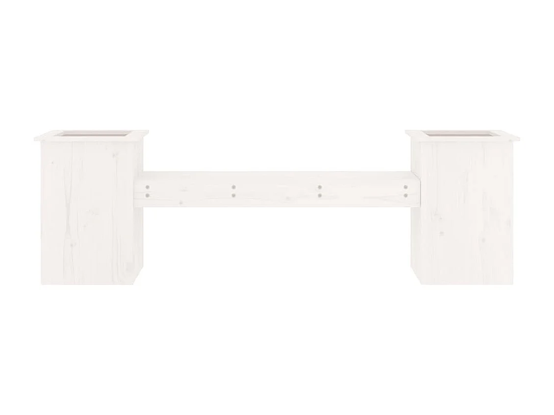 Panca con fioriere bianche 184,5x39,5x56,5 cm in legno massello di pino