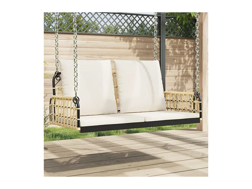 Asiento de columpio con cojines 105x58x38 cm resina tejida y acero