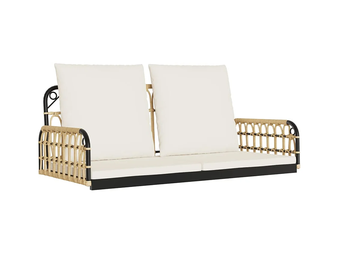 Asiento de columpio con cojines 105x58x38 cm resina tejida y acero