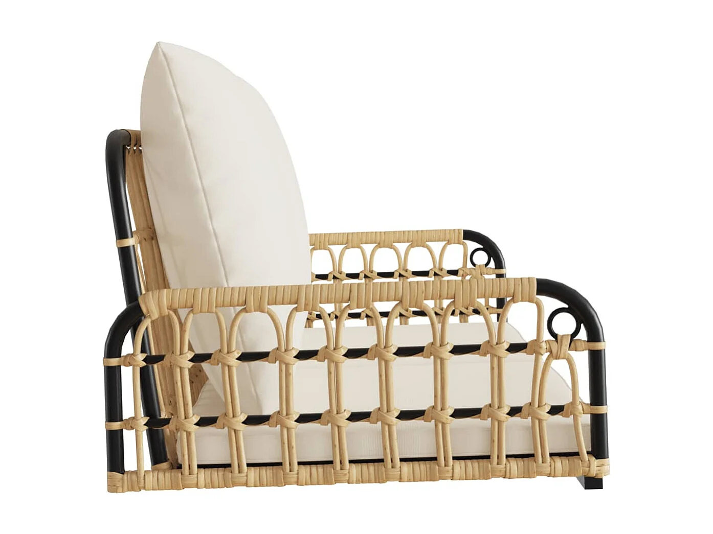 Altalena con cuscini 105x58x38 cm in resina intrecciata e acciaio