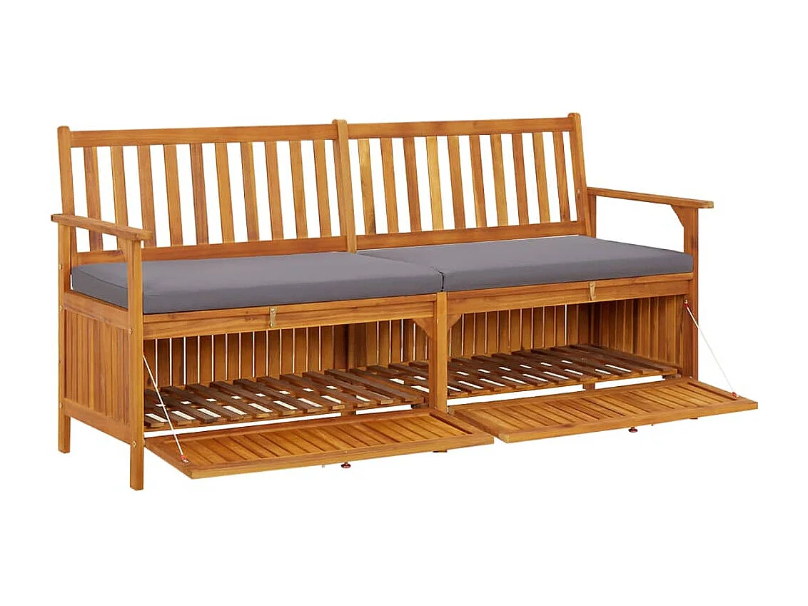 Panca contenitore con cuscino 170 cm Legno massello di acacia