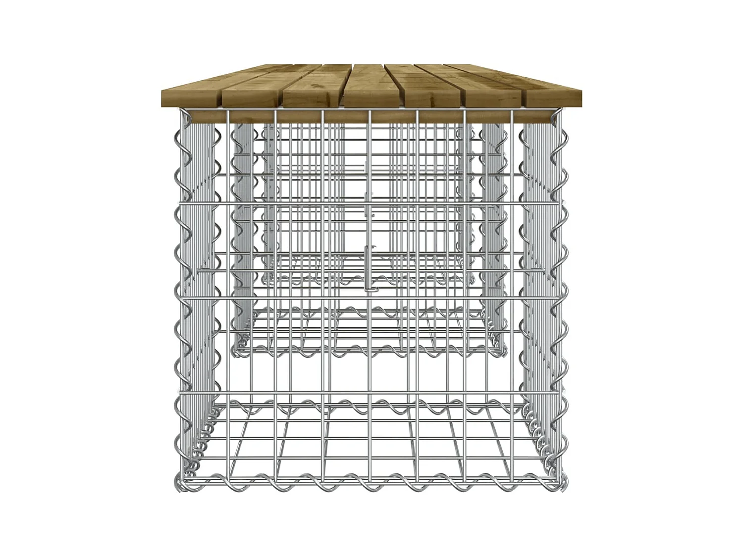Banco de jardín de diseño en gavión 203x44x42 cm madera de pino impregnada