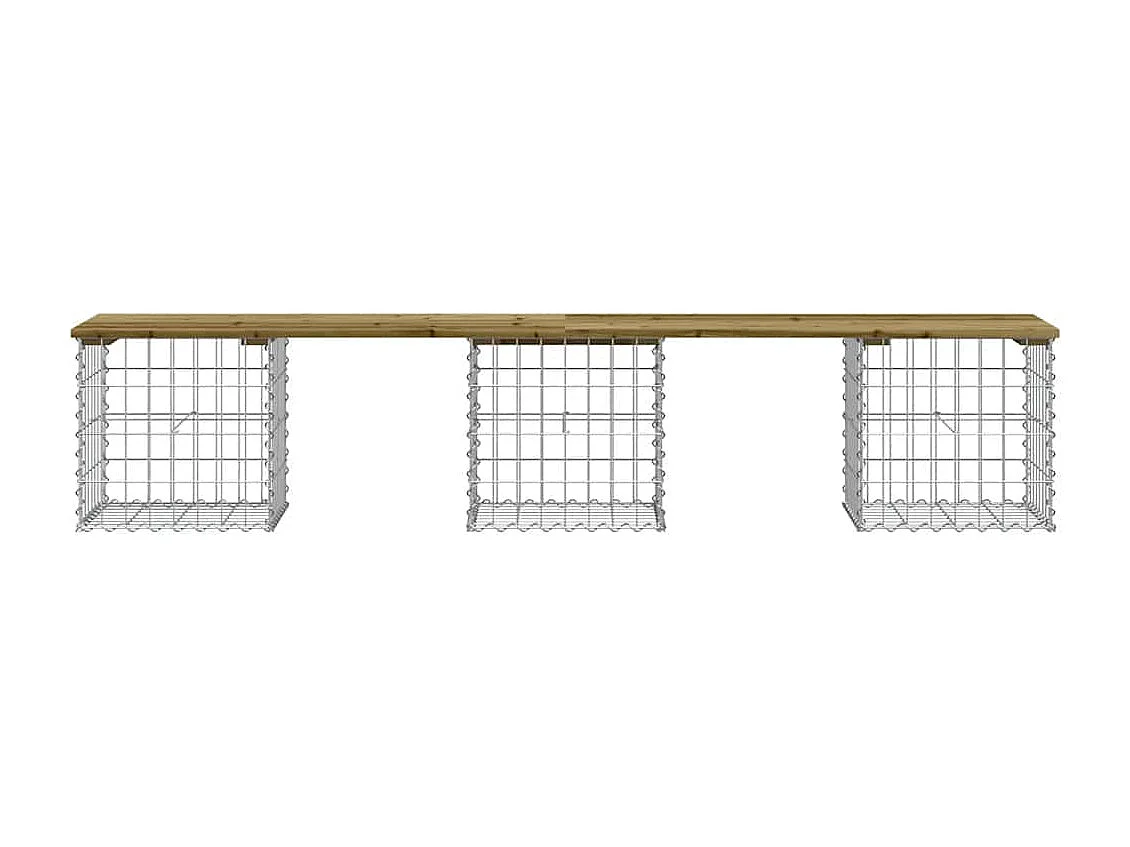 Panca da giardino di design in gabbione 203x44x42 cm in legno di pino impregnato