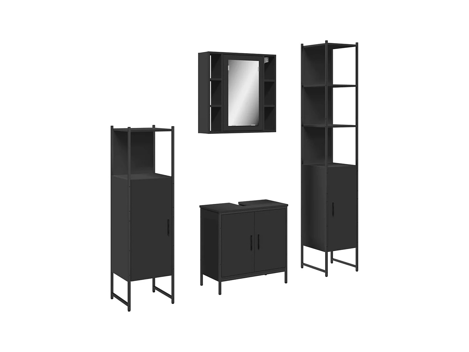 Ensemble d’armoires salle de bain 4 pcs noir bois d'ingénierie