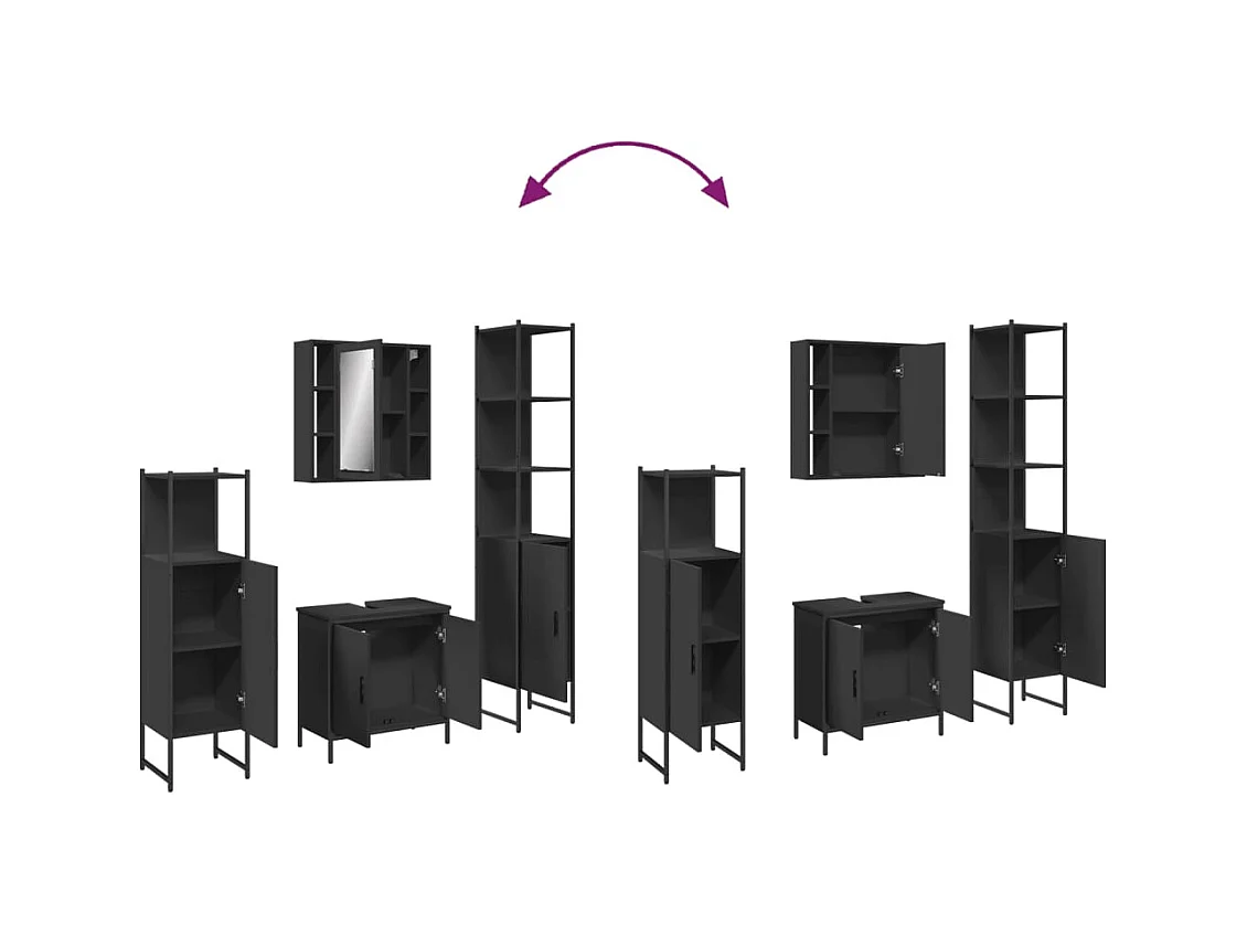 Ensemble d’armoires salle de bain 4 pcs noir bois d'ingénierie