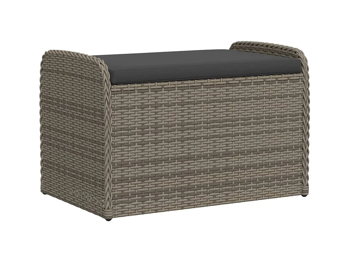 Opbergbank met grijs kussen 80x51x52 cm geweven hars