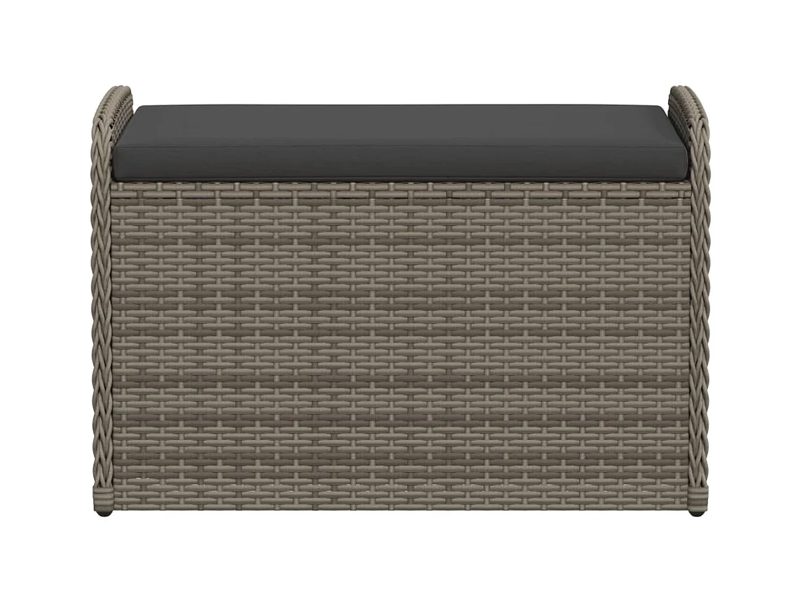 Opbergbank met grijs kussen 80x51x52 cm geweven hars