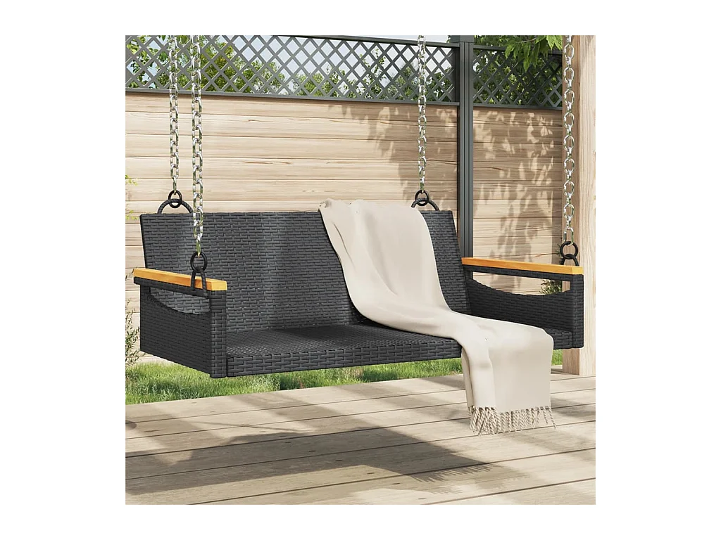 Asiento de columpio negro 109x62x40 cm resina tejida