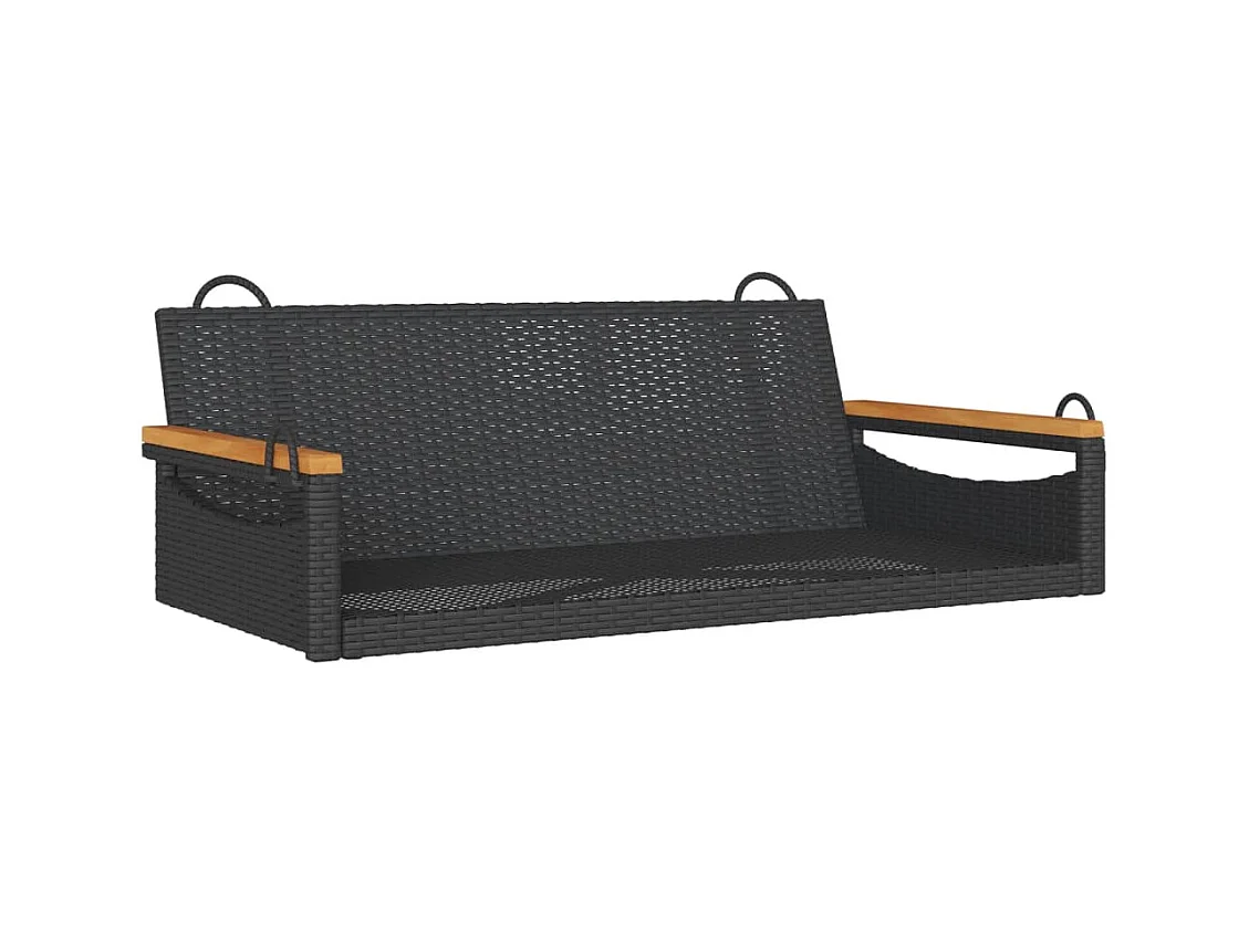 Asiento de columpio negro 109x62x40 cm resina tejida