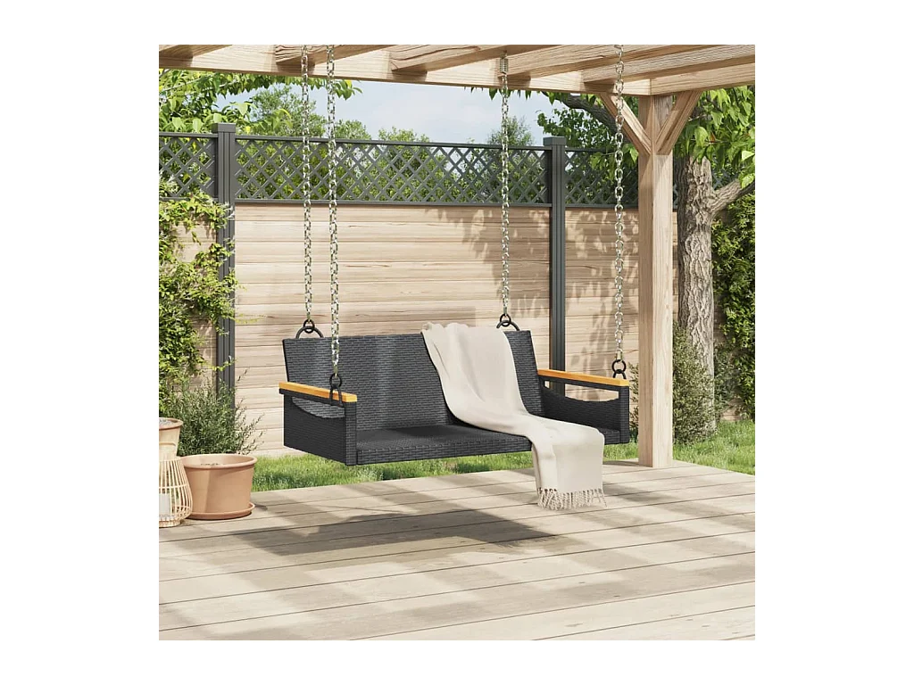 Asiento de columpio negro 109x62x40 cm resina tejida