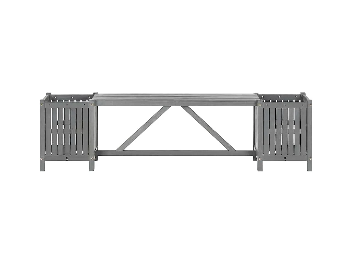 Banco de jardín con 2 jardineras 150 cm madera de acacia gris
