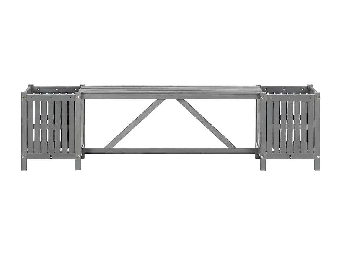 Panca da giardino con 2 fioriere 150 cm in legno di acacia grigio