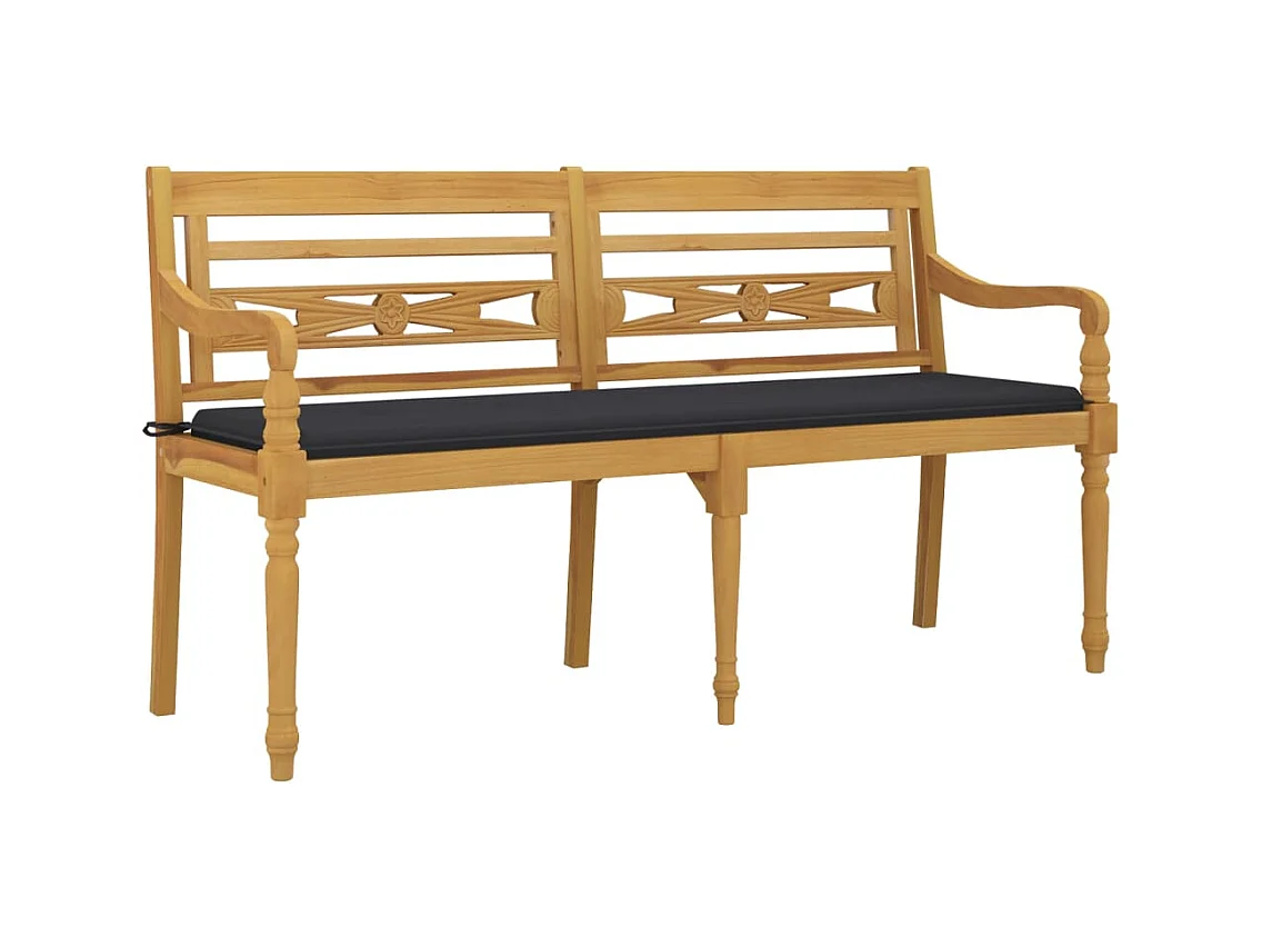Banc Batavia avec coussin anthracite 150 cm Bois de teck massif