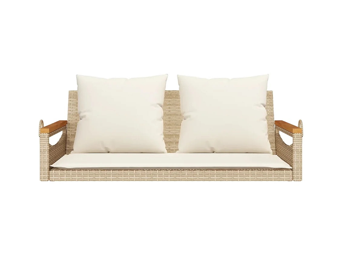 Schommelstoel met beige kussens 109x62x40 cm geweven hars