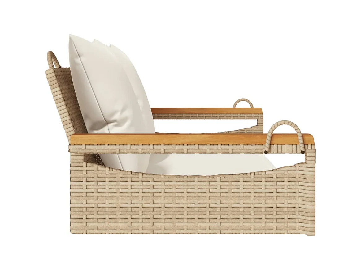 Schommelstoel met beige kussens 109x62x40 cm geweven hars