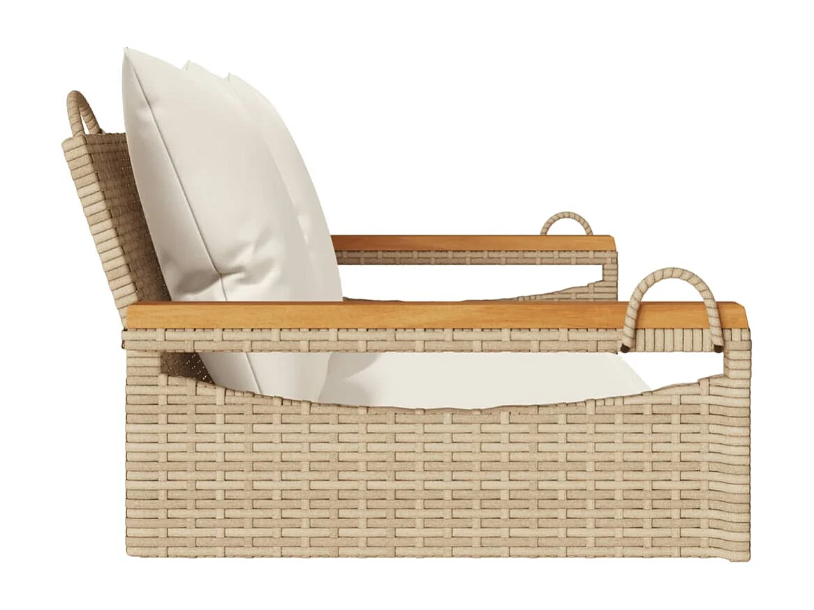 Asiento de columpio con cojines beige 109x62x40 cm resina tejida