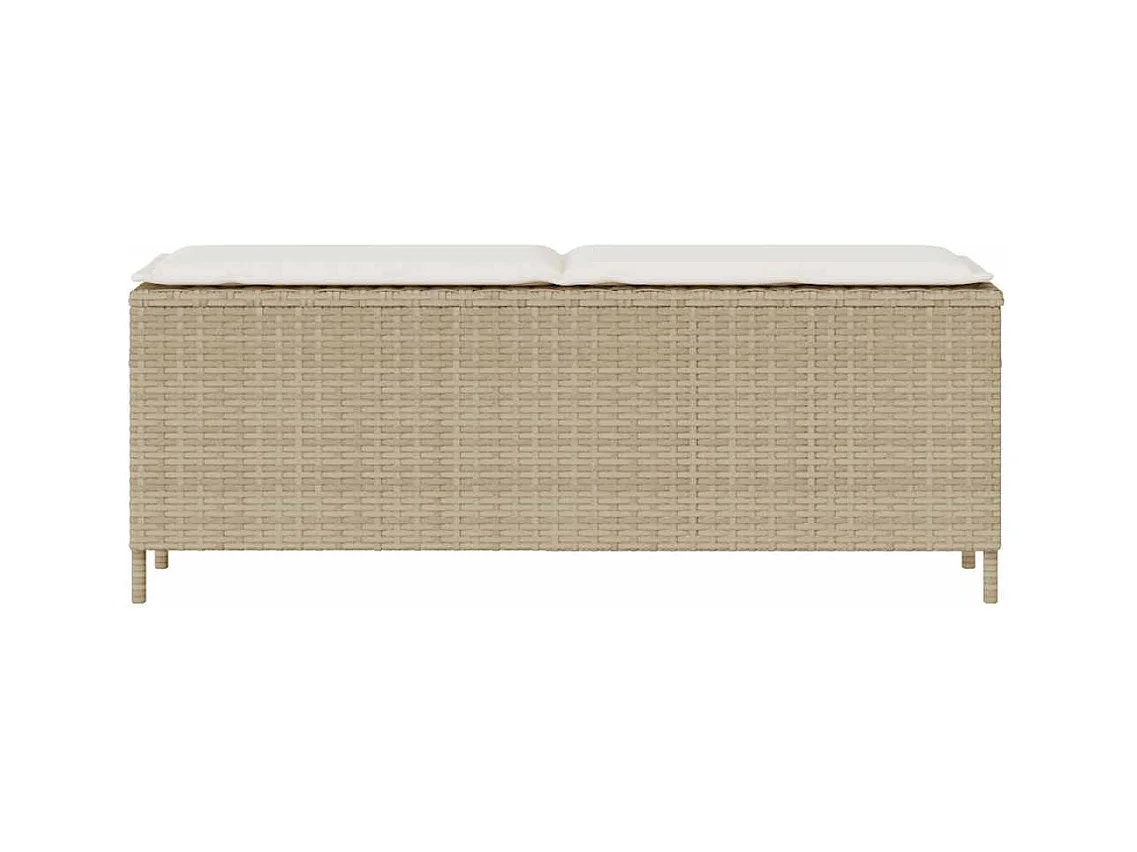 Panca da giardino con cuscino beige 110x30x40,5 cm in resina intrecciata