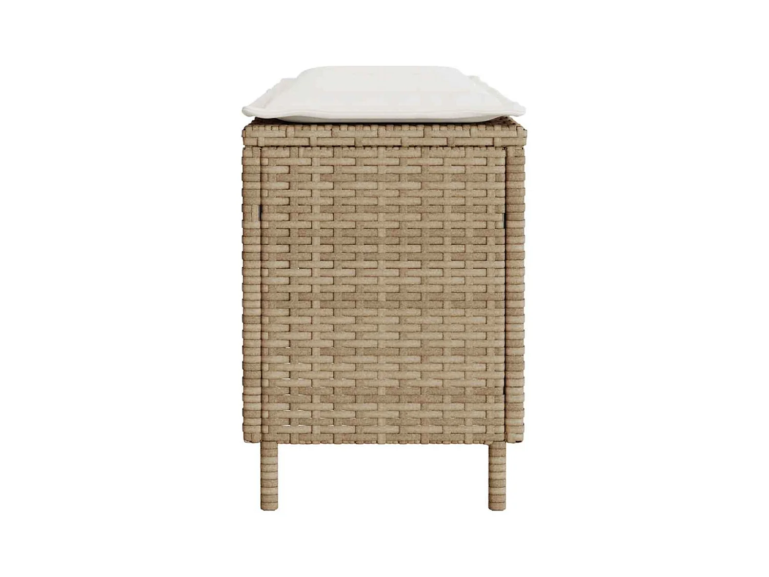 Panca da giardino con cuscino beige 110x30x40,5 cm in resina intrecciata