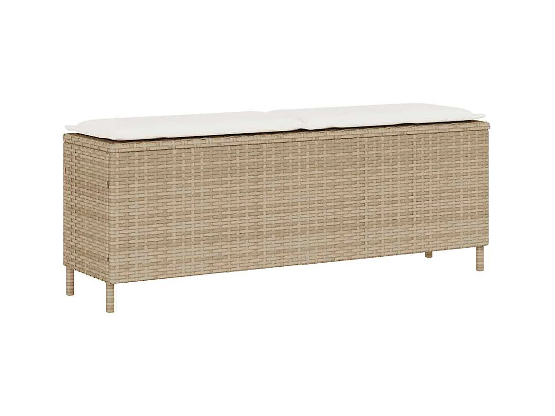 Panca da giardino con cuscino beige 110x30x40,5 cm in resina intrecciata