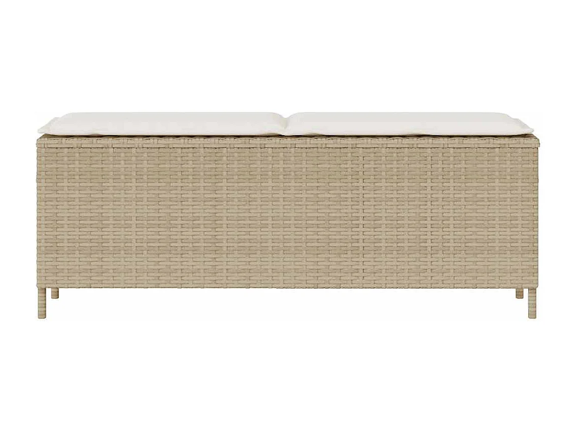 Banco de jardín con cojín beige 110x30x40,5 cm resina tejida