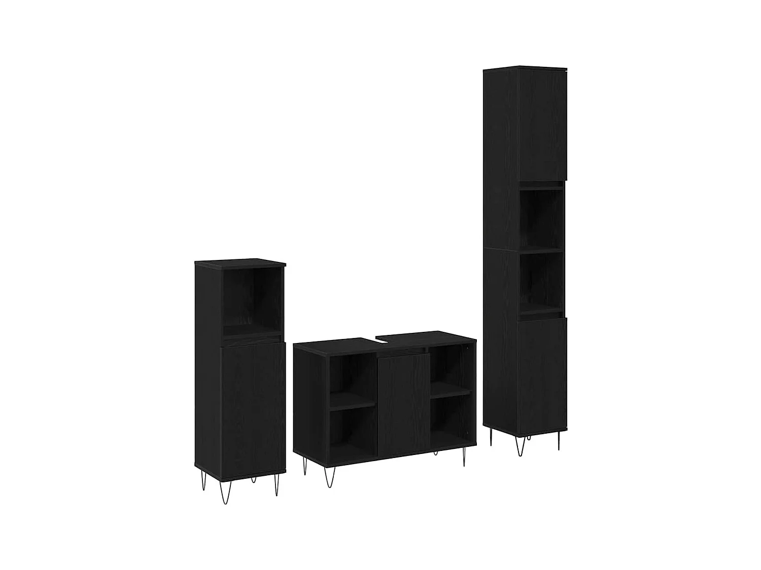 Set di mobili da bagno 3 pezzi in rovere nero