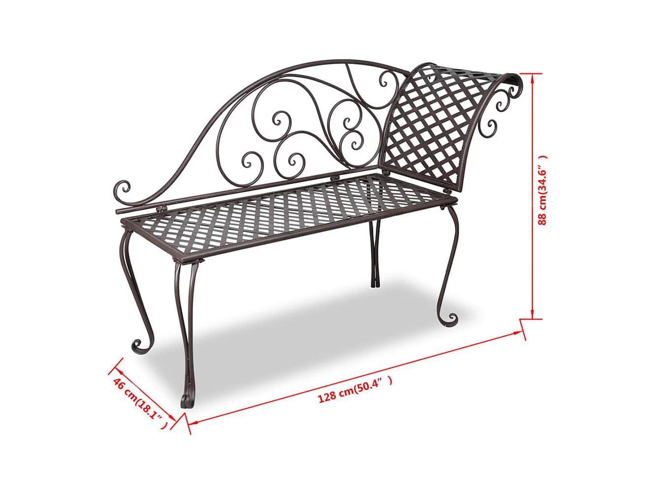 Sillón de jardín 128 cm Acero Antiguo Marrón