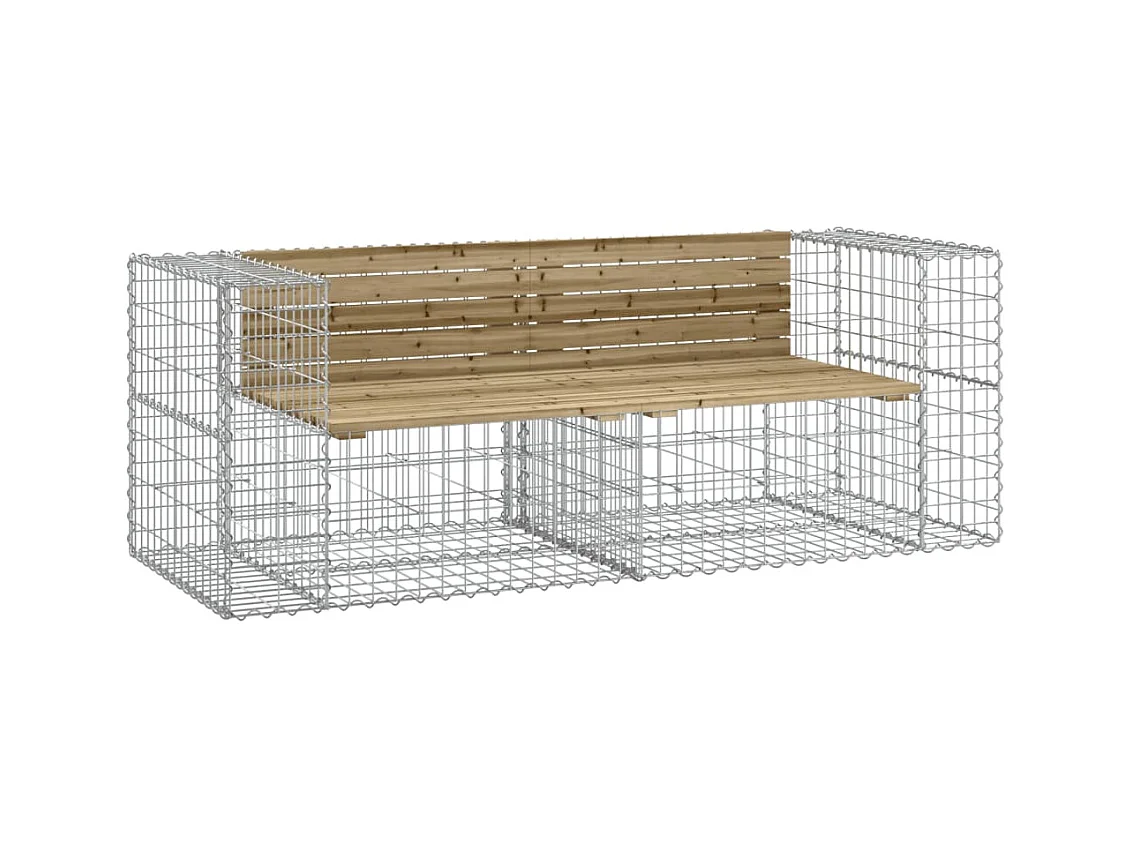 Banco de jardín de diseño de gaviones 184x71x65,5cm madera de pino impregnada