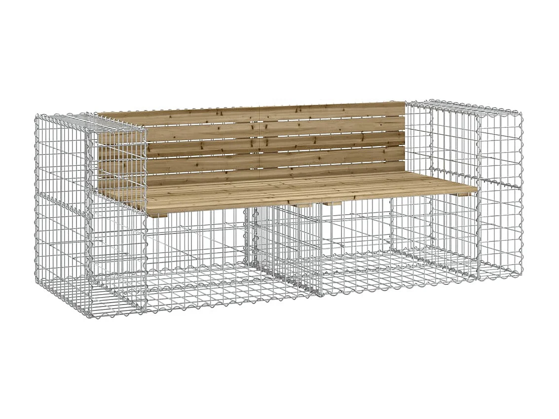 Panchina da giardino di design in gabbione 184x71x65,5cm in legno di pino impregnato