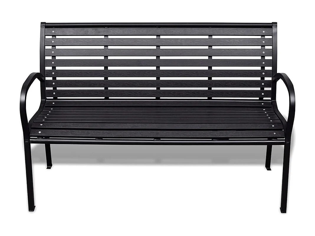 Gartenbank 125 cm Stahl und schwarzes WPC