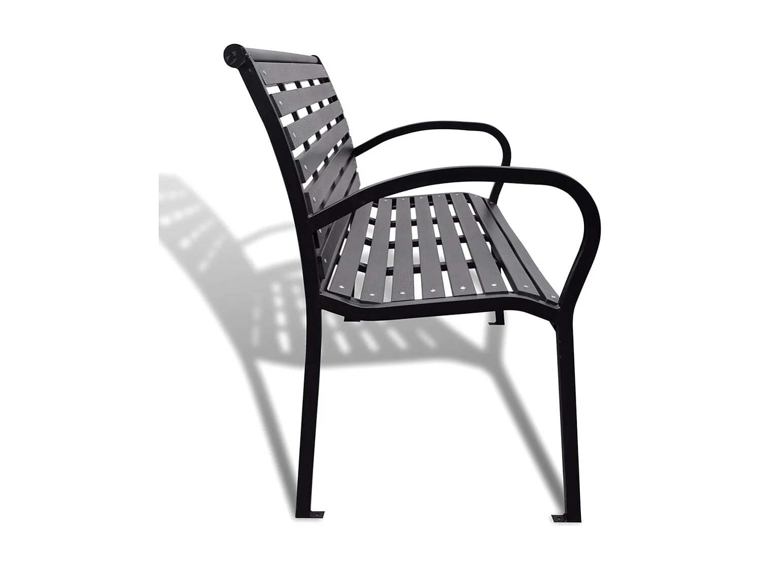 Gartenbank 125 cm Stahl und schwarzes WPC