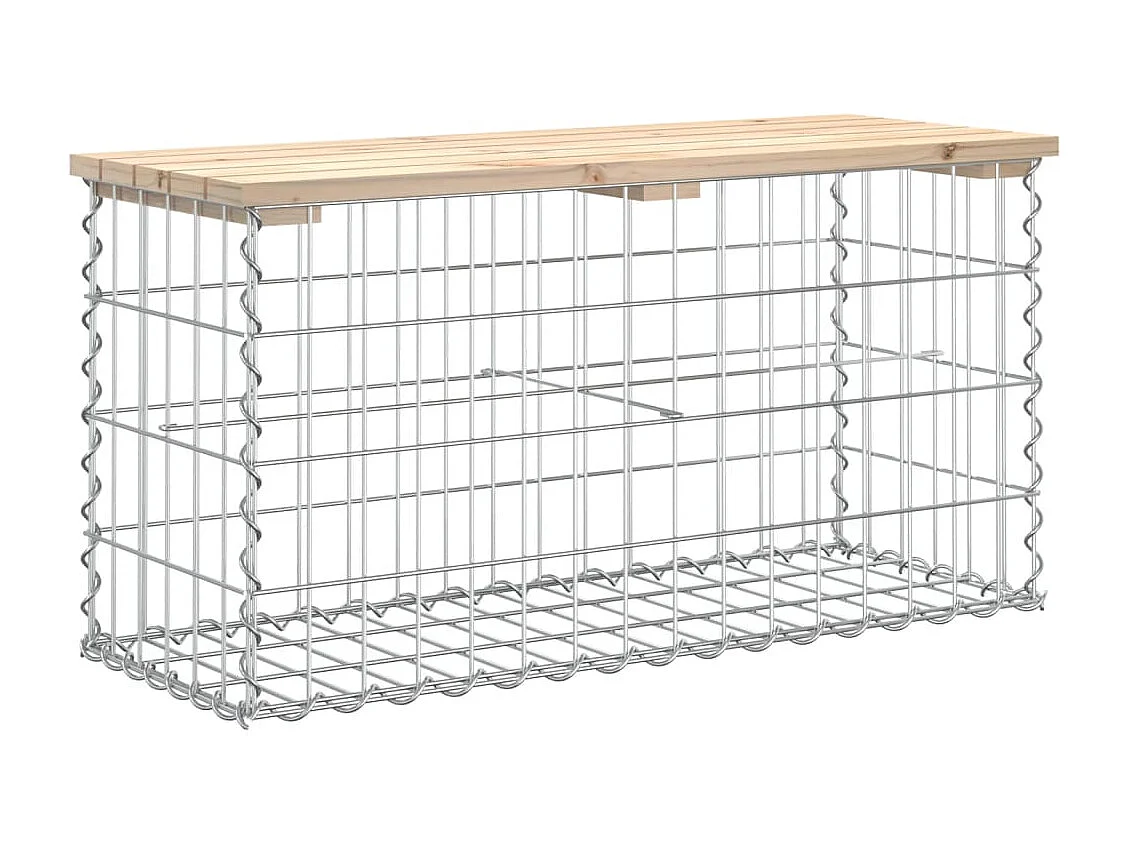 Banco de jardín de diseño de gaviones 83x31,5x42cm madera maciza de pino