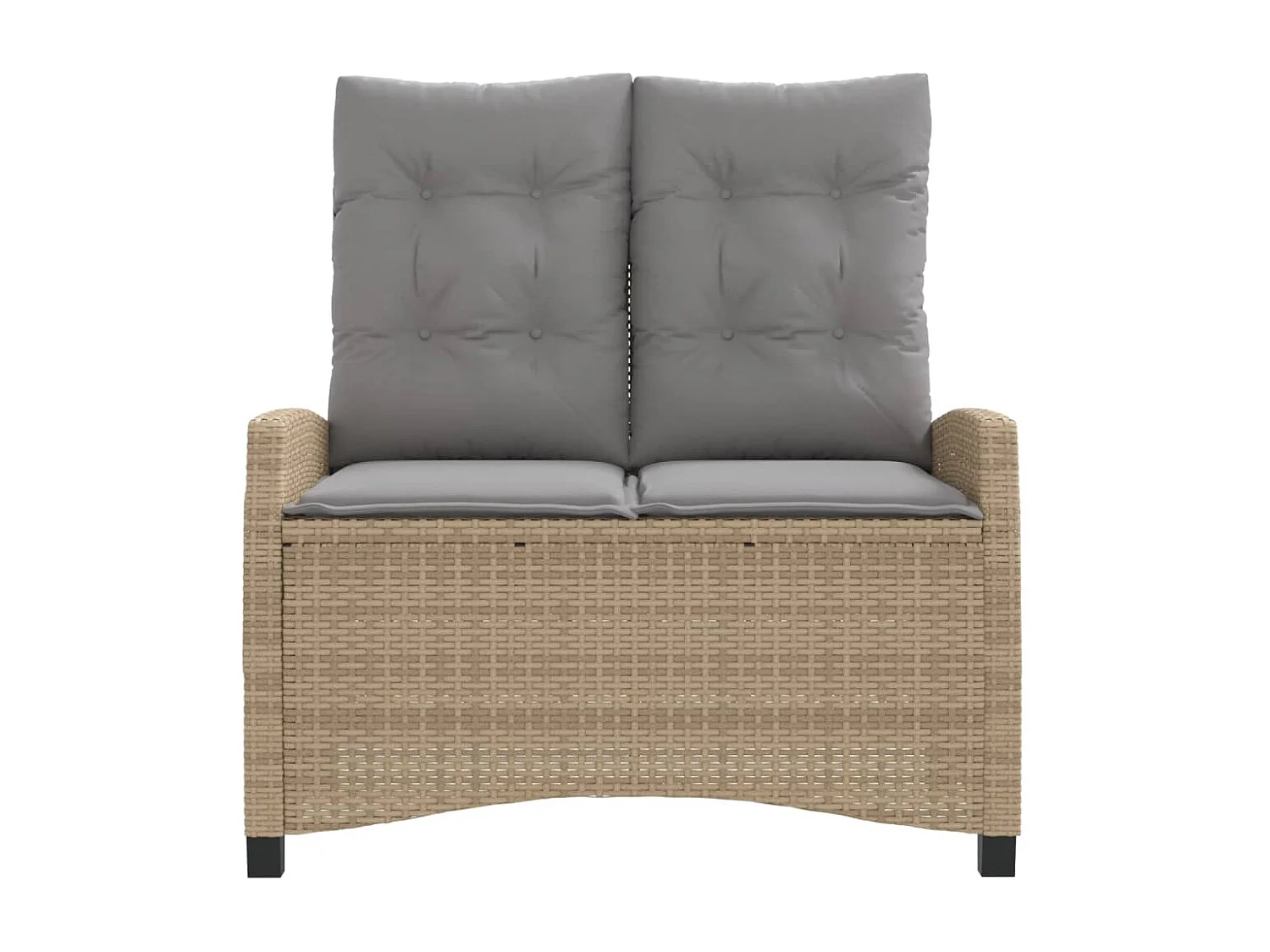 Panca da giardino reclinabile con cuscini in vimini di resina beige