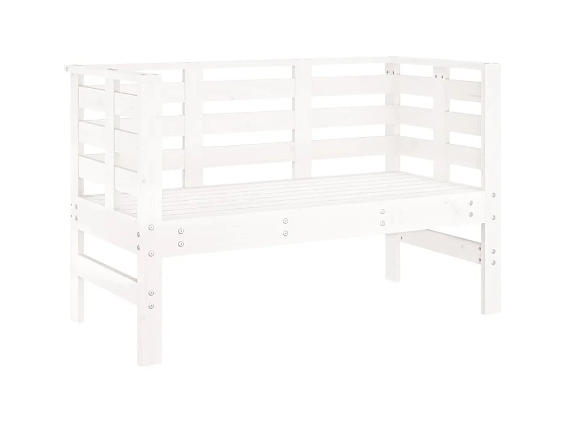 Panca da giardino bianca 111,5x53x71 cm in legno massello di pino