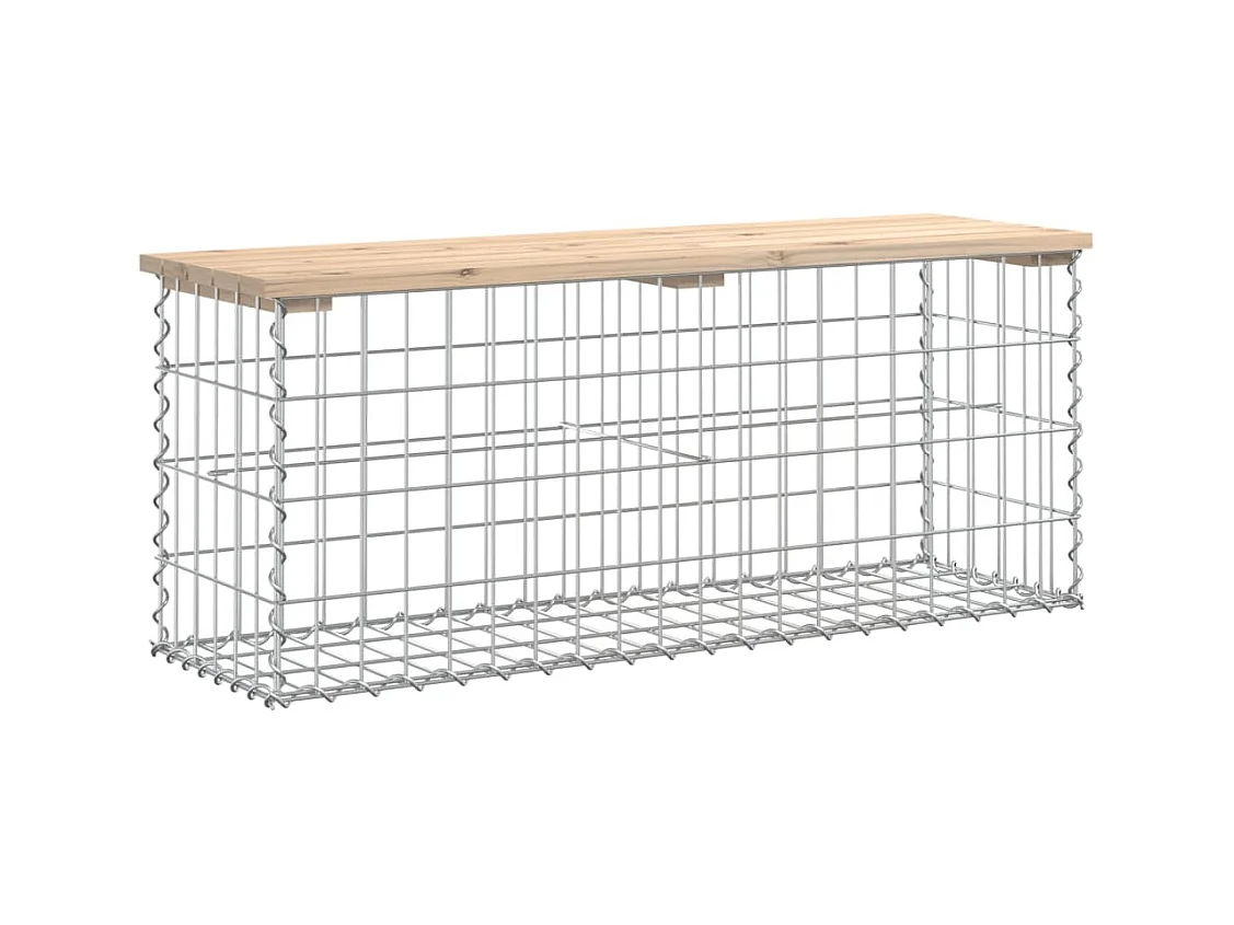 Banco de jardín de diseño gavión 103x31,5x42 madera maciza de pino