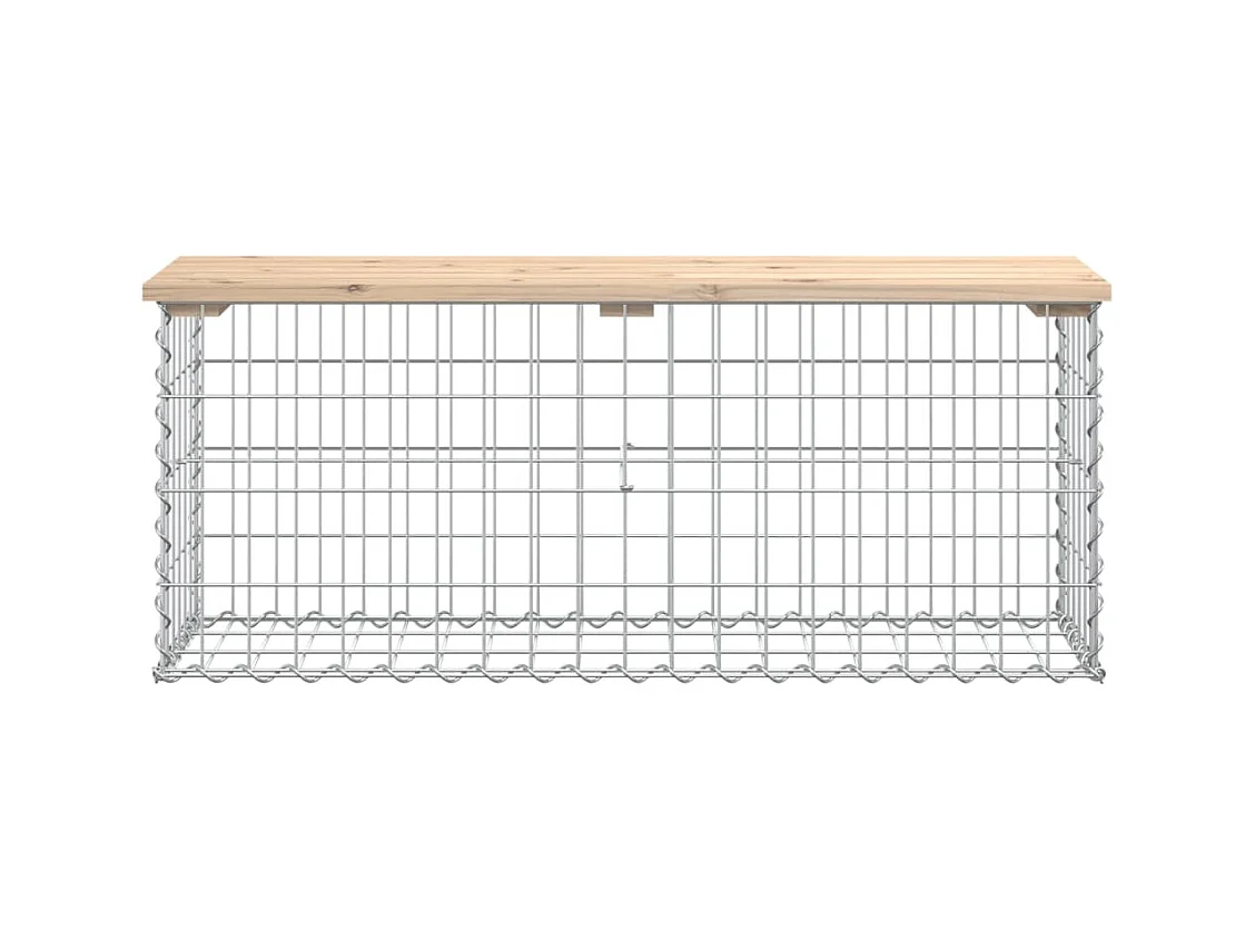 Banco de jardín de diseño gavión 103x31,5x42 madera maciza de pino