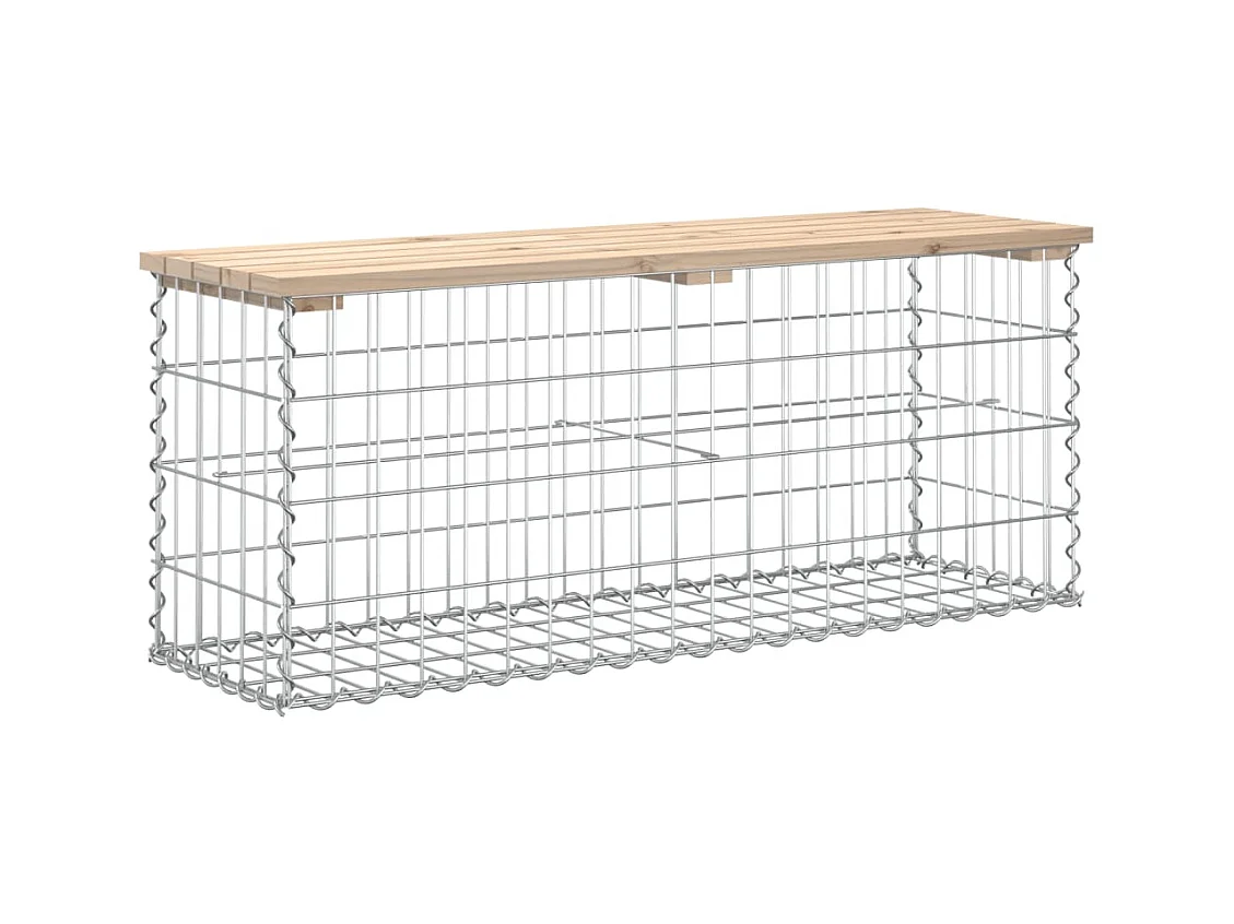 Banco de jardín de diseño gavión 103x31,5x42 madera maciza de pino