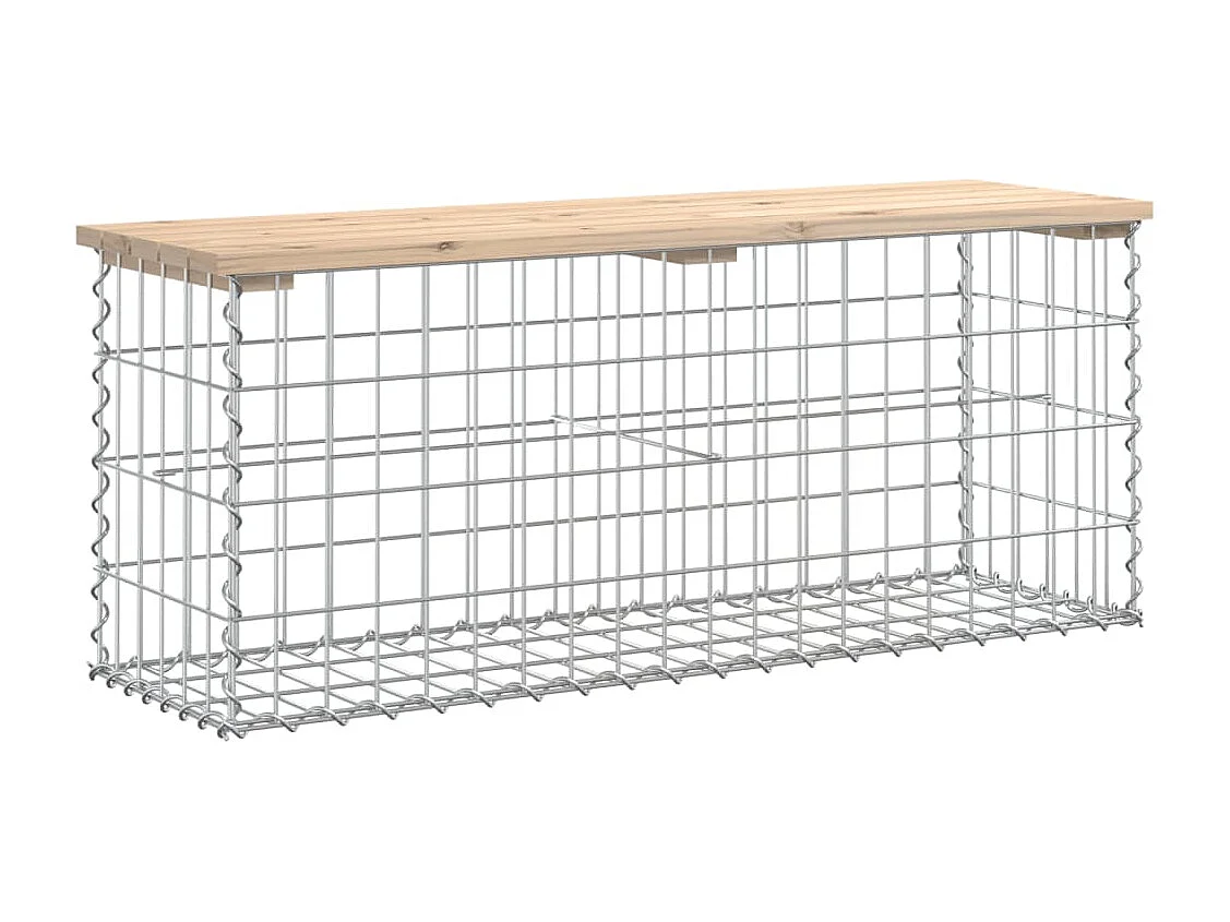 Banco de jardín de diseño gavión 103x31,5x42 madera maciza de pino