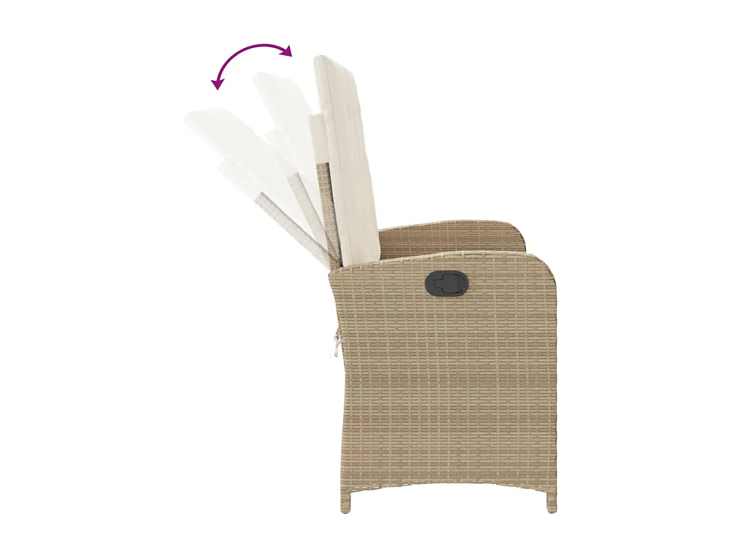 Panca da giardino reclinabile con cuscini in vimini di resina beige