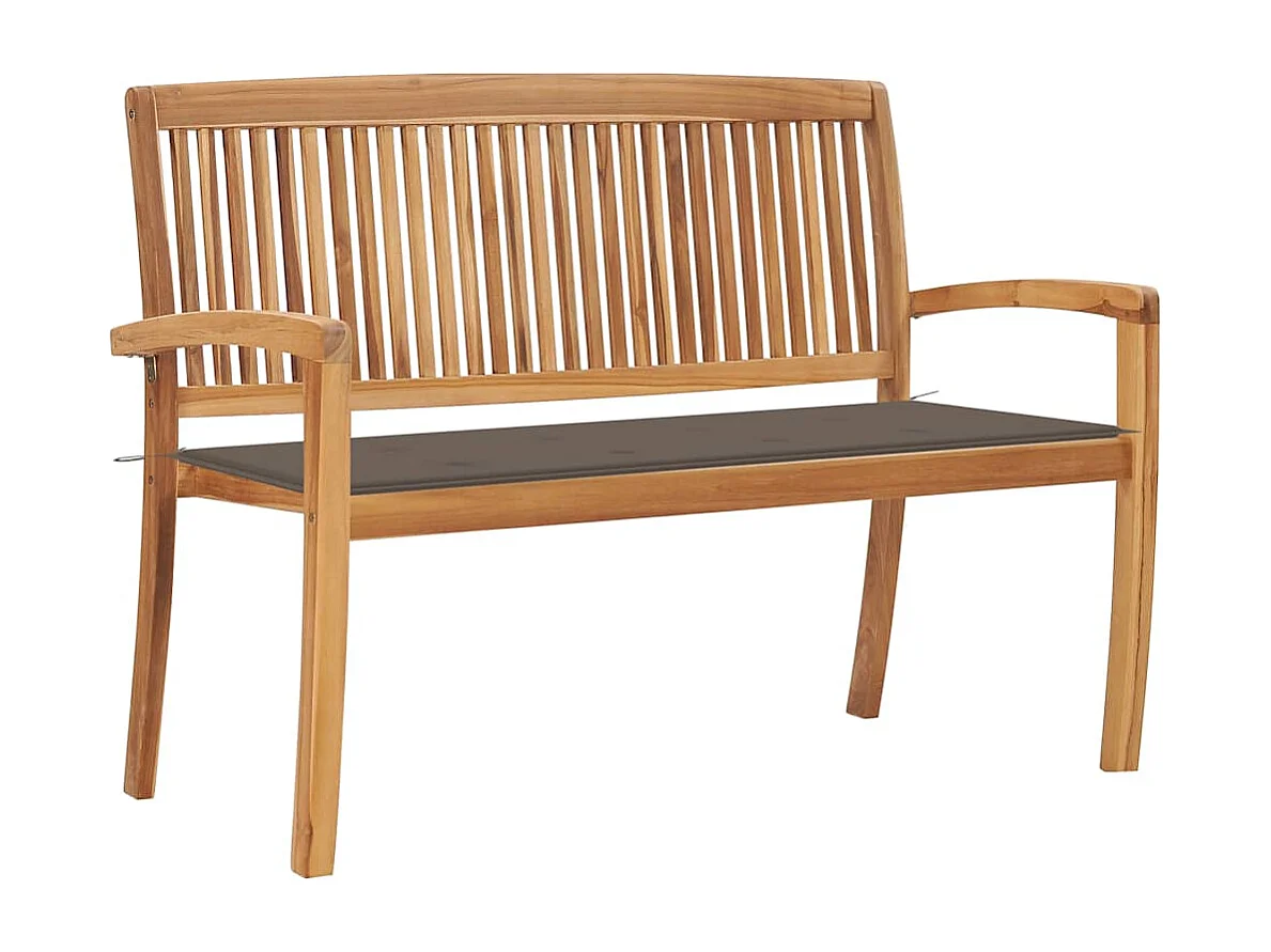 Panca da giardino impilabile e cuscino 128,5 cm Legno massello di teak
