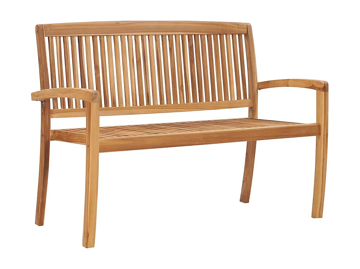 Panca da giardino impilabile e cuscino 128,5 cm Legno massello di teak