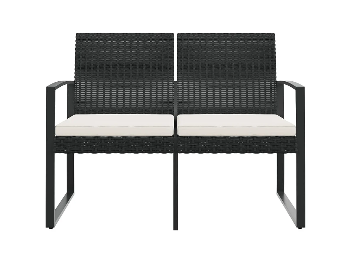 2-zits tuinbank met zwarte PP rotan kussens