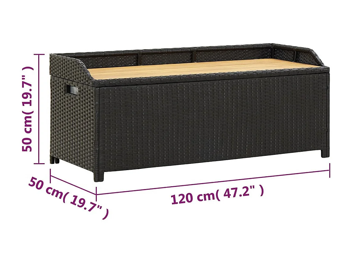 Tuinbank 120 cm Zwart gevlochten hars