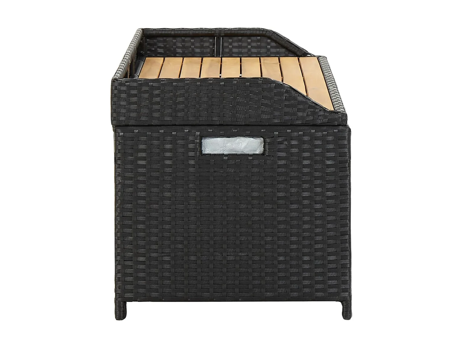 Panca contenitore da giardino 120 cm Resina intrecciata nera