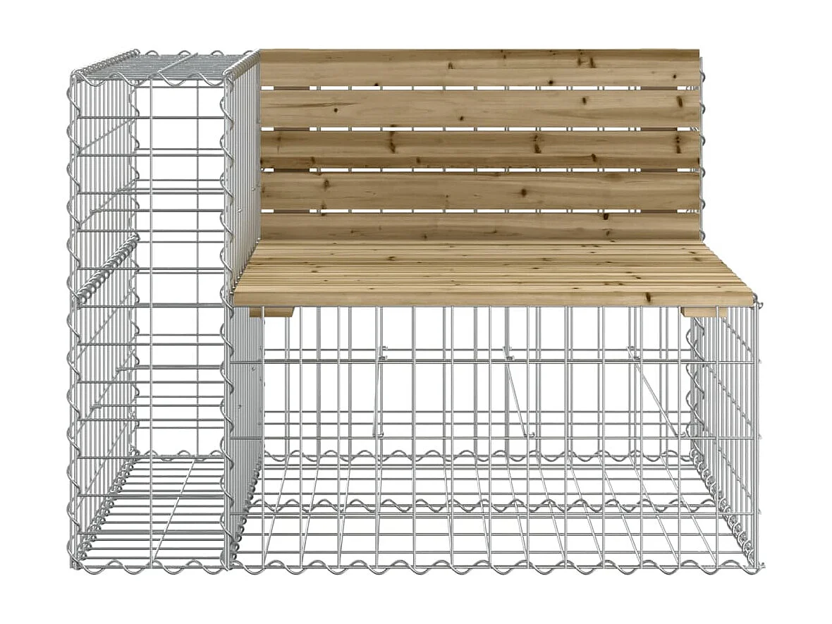 Panchina da giardino di design in gabbione 287x71x65,5cm in legno di pino impregnato