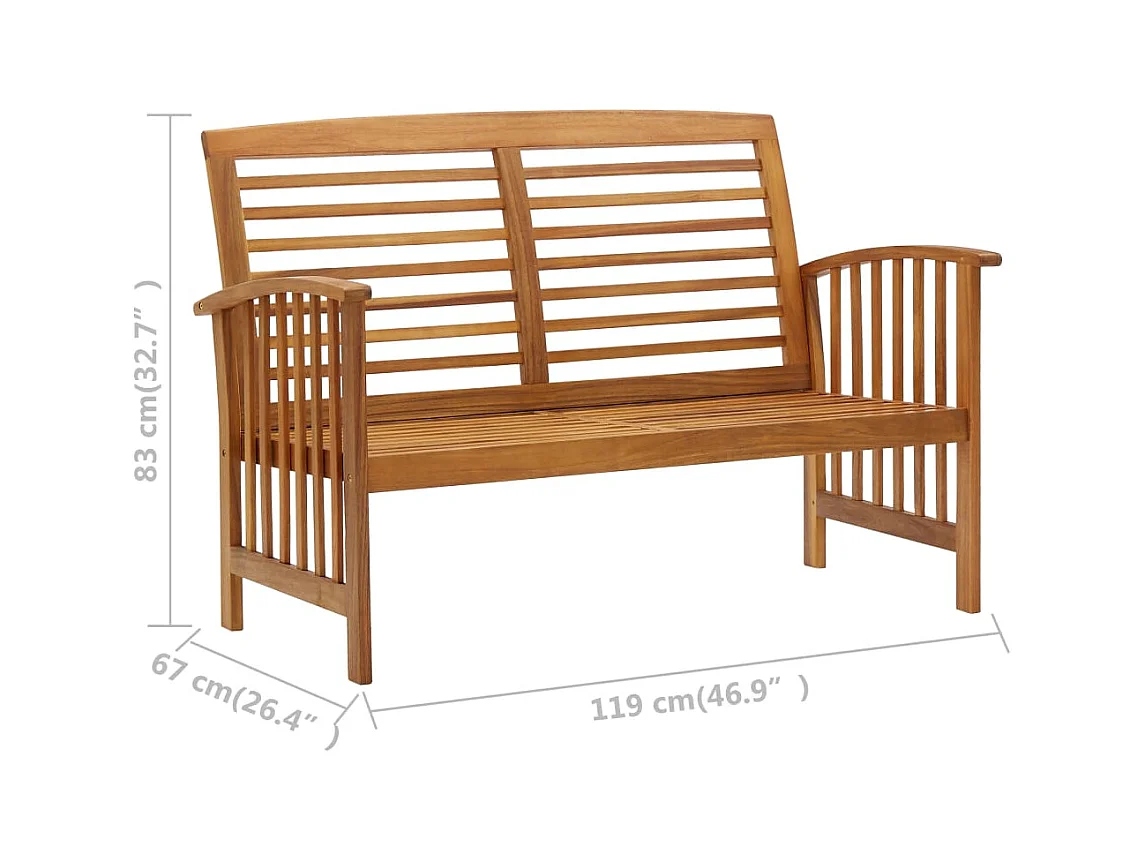 Banco de jardín 119 cm madera maciza de acacia