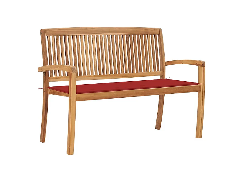 Stapelbare tuinbank met kussen 128,5 cm Massief teakhout
