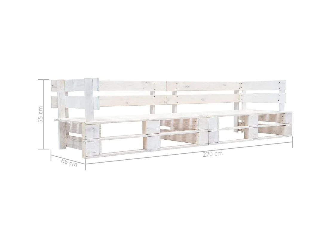 2-zits witte houten pallet tuinbank